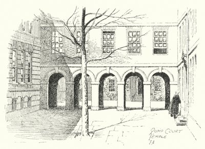 Pump Court, Temple (litografie) od Frederick Adcock