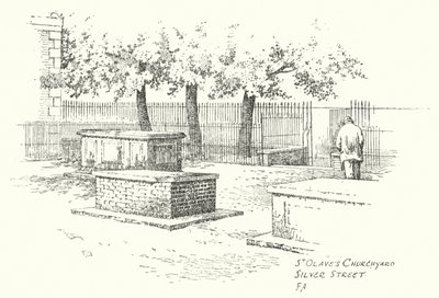 Hřbitov sv. Olava, Silver Street (litografie) od Frederick Adcock