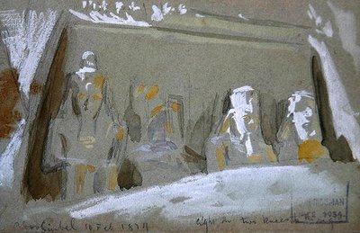 Čtyři kolosální sochy Ramesse II ve Velkém chrámu v Abu Simbel od Frederick Arthur Bridgman