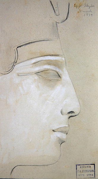 Studie reliéfu profilu Seti I v chrámu Seti I, Abydos od Frederick Arthur Bridgman