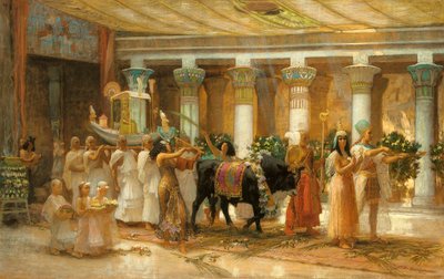 Procesí posvátného býka, Apis, kolem roku 1879 (olej na plátně) od Frederick Arthur Bridgman