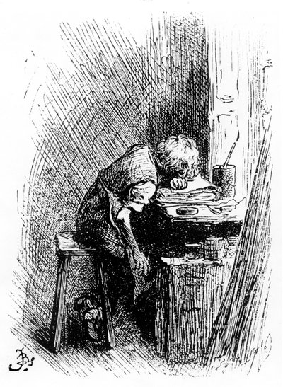 Charles Dickens v Blacking Factory, ilustrace z 