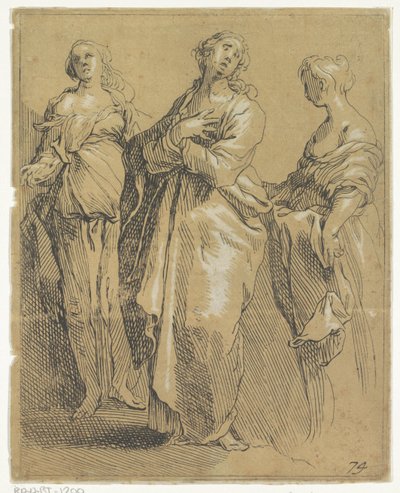 Tři stojící postavy od Frederick Bloemaert