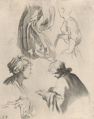 Figurové studie, z knihy kreslení, 1650-56. od Frederick Bloemaert