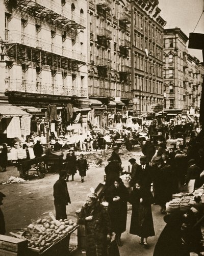 Pouliční trh na Orchard Street, Lower East Side, New York, USA, počátek 30. let 20. století od Frederick Bradley