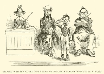 Daniel Webster se nedokázal postavit před školu a říct jediné slovo. od Frederick Burr Opper