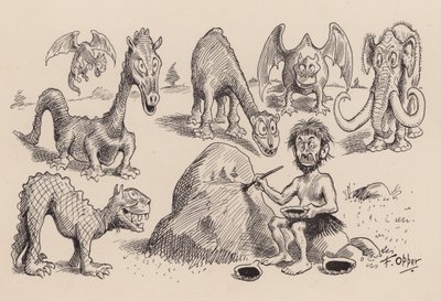 Naši předkové z doby předpotopní od F. Oppera: Číslo čtyřicet jedna (litografie) od Frederick Burr Opper