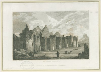 Hrad Tutbury - Castle-Yard: rytina, nd [c 1830] (tisk) od Frederick Calvert