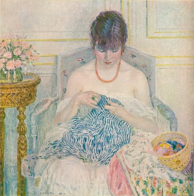 A Girl Šití, c1894-1914, 1914 od Frederick Carl Frieseke
