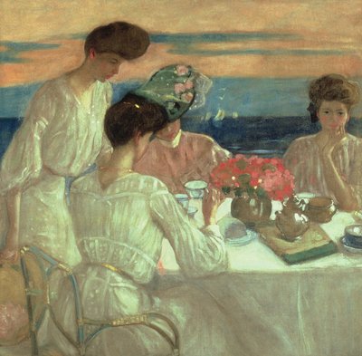 Odpolední čaj na terase (olej na plátně) od Frederick Carl Frieseke