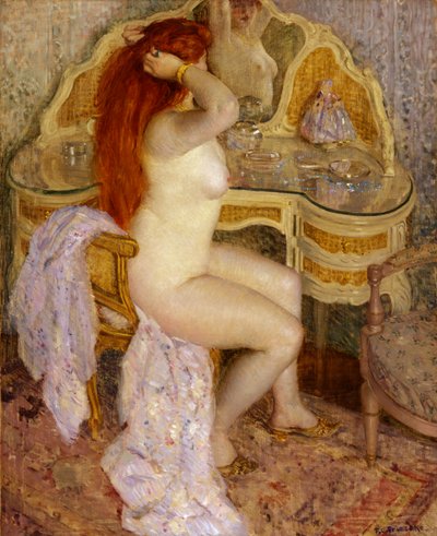 Nahá sedící u svého toaletního stolku, 1909. od Frederick Carl Frieseke