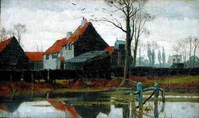 Hospodářské budovy, asi 1889 (olej na plátně) od Frederick Cayley Robinson