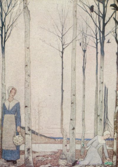 Kvakerští světci: Bledé větrné květy (barevná litografie) od Frederick Cayley Robinson