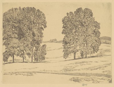 Hickories in a Hayfield, 1917. od Frederick Childe Hassam