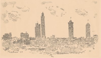 New York Skyline, temné budovy, 1918. od Frederick Childe Hassam