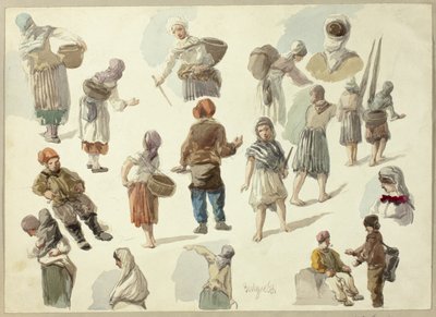 Náčrtky rolníků v Boulogne od Frederick Christian Lewis