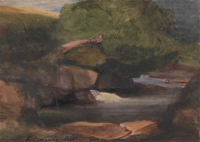 Stromy a skalnatý potok od Frederick Christian Lewis the Elder