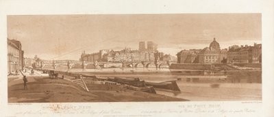 Pohled na Port Neuf, část Louvru, Notre Dame a College of Four Nations, 1803; Deska 7 z Views v Paříži, Emanuel Volume tracing of plate B1981.25.2616 od Frederick Christian Lewis the Elder