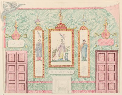 Kresba, průčelí stěny, pravděpodobně pro banketní sál, Royal Pavilion, Brighton, 1815-22 od Frederick Crace