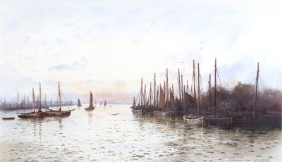 Flotila sleďů, Stornoway (akvarel) od Frederick E.J. Goff