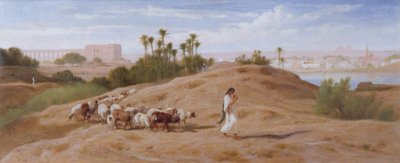 Stádo koz poblíž Káhiry od Frederick Goodall
