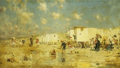 Pláž v Scheveningen, Holandsko, od Frederick Hendrick Kaemmerer