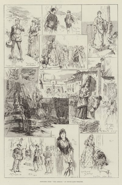 Náčrtky z The Armada v divadle Drury-Lane od Frederick Henry Townsend