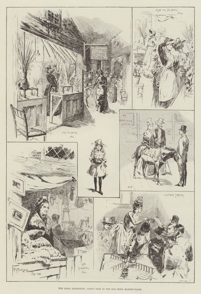 Irská výstava, módní veletrh na starém irském trhu od Frederick Henry Townsend