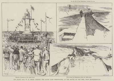 Správný čestný WH Smith otevírá vlnolam South Gare, v Mouth of the Tees, poblíž Middlesbrough od Frederick Henry Townsend