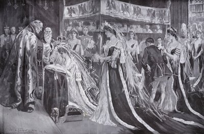 Korunovace královny Alexandry, choť krále Edwarda VII., arcibiskupem z Yorku, Westminster Abbey, Londýn od Frederick Henry Townsend