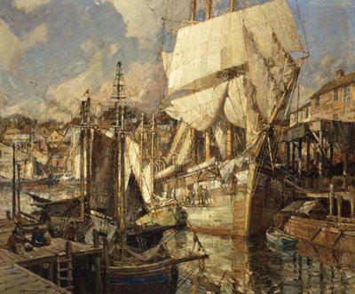 Solná loď Cádiz, přístav Gloucester od Frederick John Mulhaupt
