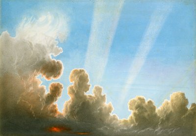 Bouřka přecházející přes černou zemi, západ slunce (wc a tužka na papíře) od Frederick Joseph Butler Lines