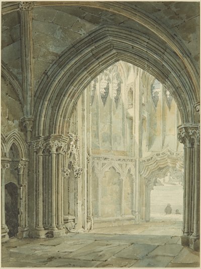 Interiér severní verandy St Mary Redcliffe od Frederick Mackenzie