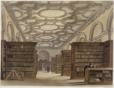Interiér veřejné knihovny, Cambridge, z 
