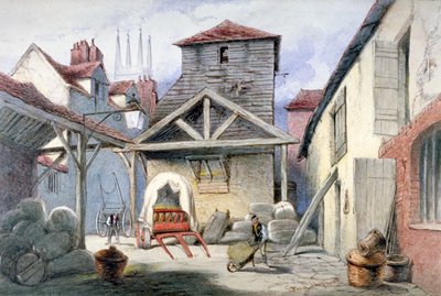 Courtyard of the Rose Inn, Farringdon Street, City of London, 1838. od Frederick Napoleon Shepherd