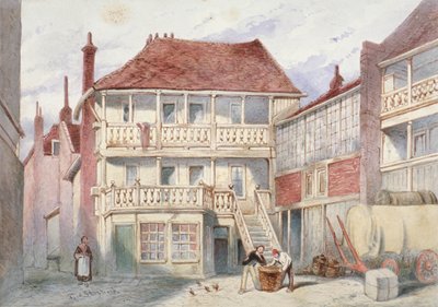 Pohled na French Horn Tavern, Holborn, Londýn, 1840 od Frederick Napoleon Shepherd