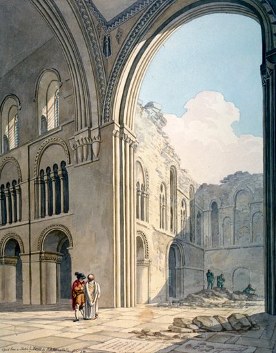 Sbor kostela svatého Bartoloměje-Velikého během oprav, Smithfield, City of London, 1815 od Frederick Nash