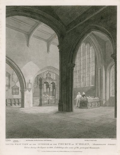 Kostel St Helen, Bishopsgate Street, Londýn od Frederick Nash