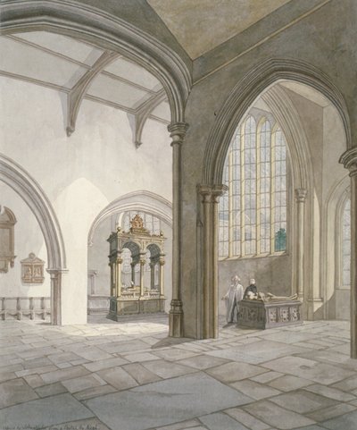 Vnitřní jihozápadní pohled na kostel St Helen, Bishopsgate, City of London, 1820 od Frederick Nash