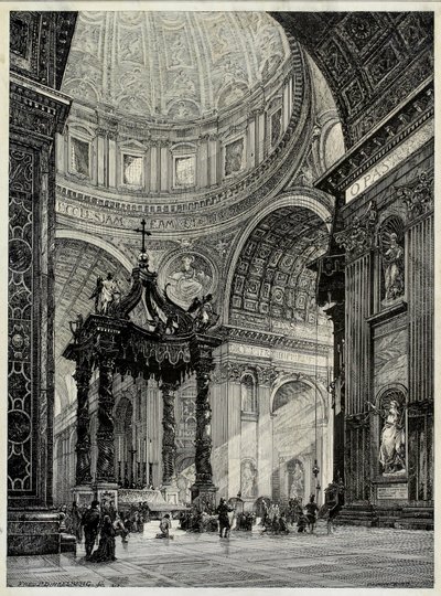 Bazilika svatého Petra, Řím, Itálie, vnitřní pohled, 1878. od Frederick P Dinkelberg
