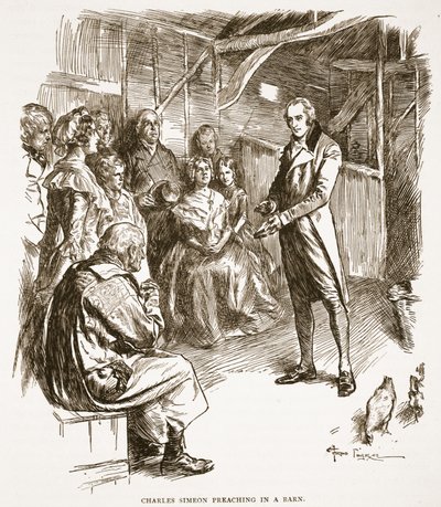 Charles Simeon káže ve stodole, ilustrace z 