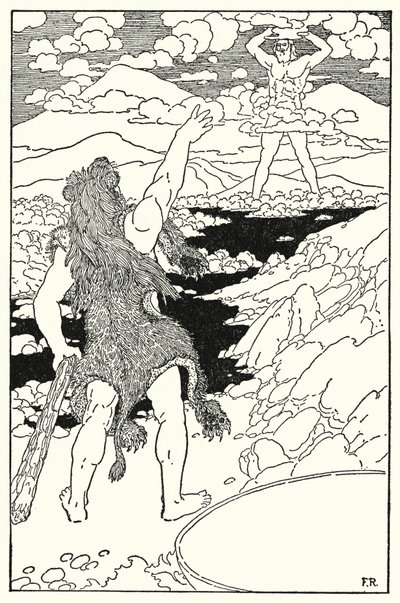 Herkules spatřil obrovu tvář se všemi jejími obrovskými rysy (litho) od Frederick Richardson