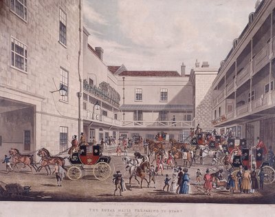 Royal Mail Coaches v Lad Lane, Londýn, 1831 od Frederick Rosenberg