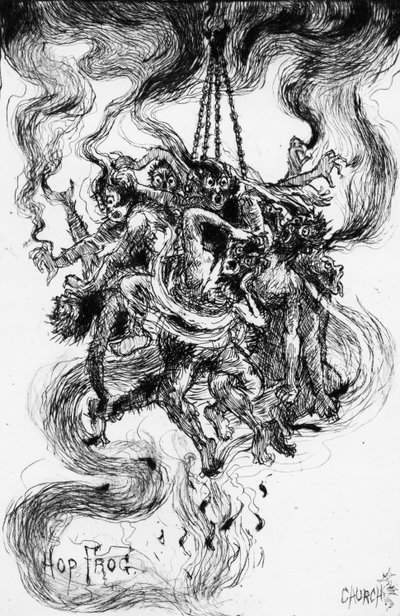 Vepřová žába, ilustrace k povídce Edgara Allana Poea, asi 1884 (lept) od Frederick Stuart Church