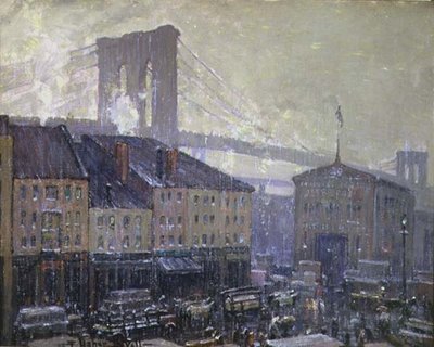 East River, New York, Zima (olej na plátně) od Frederick Usher de Voll