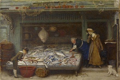 A Fishmongers Shop, 1873 (wc na papíře) od Frederick Walker