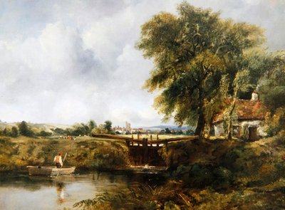 Dedham Lock (olej na plátně) od Frederick Waters Watts