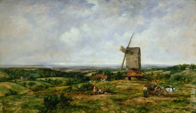 Krajina s postavami u větrného mlýna od Frederick Waters Watts
