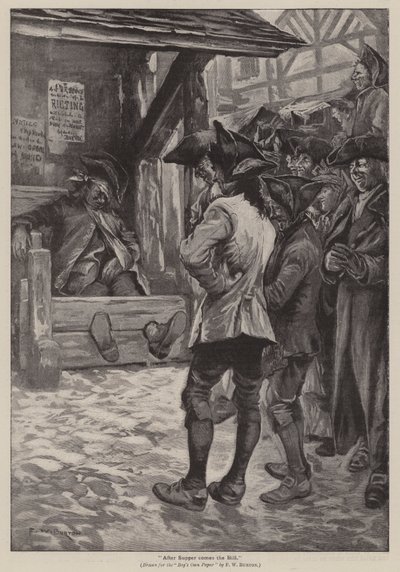 "Po večeři přijde účet" (rytina) od Frederick William Burton
