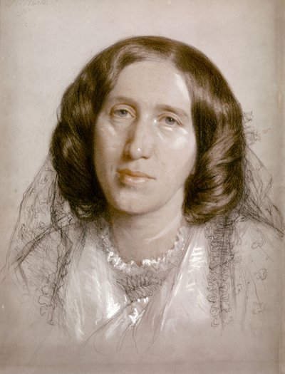 George ELIOT, Portrét 1865 (papír, křída) od Frederick William Burton